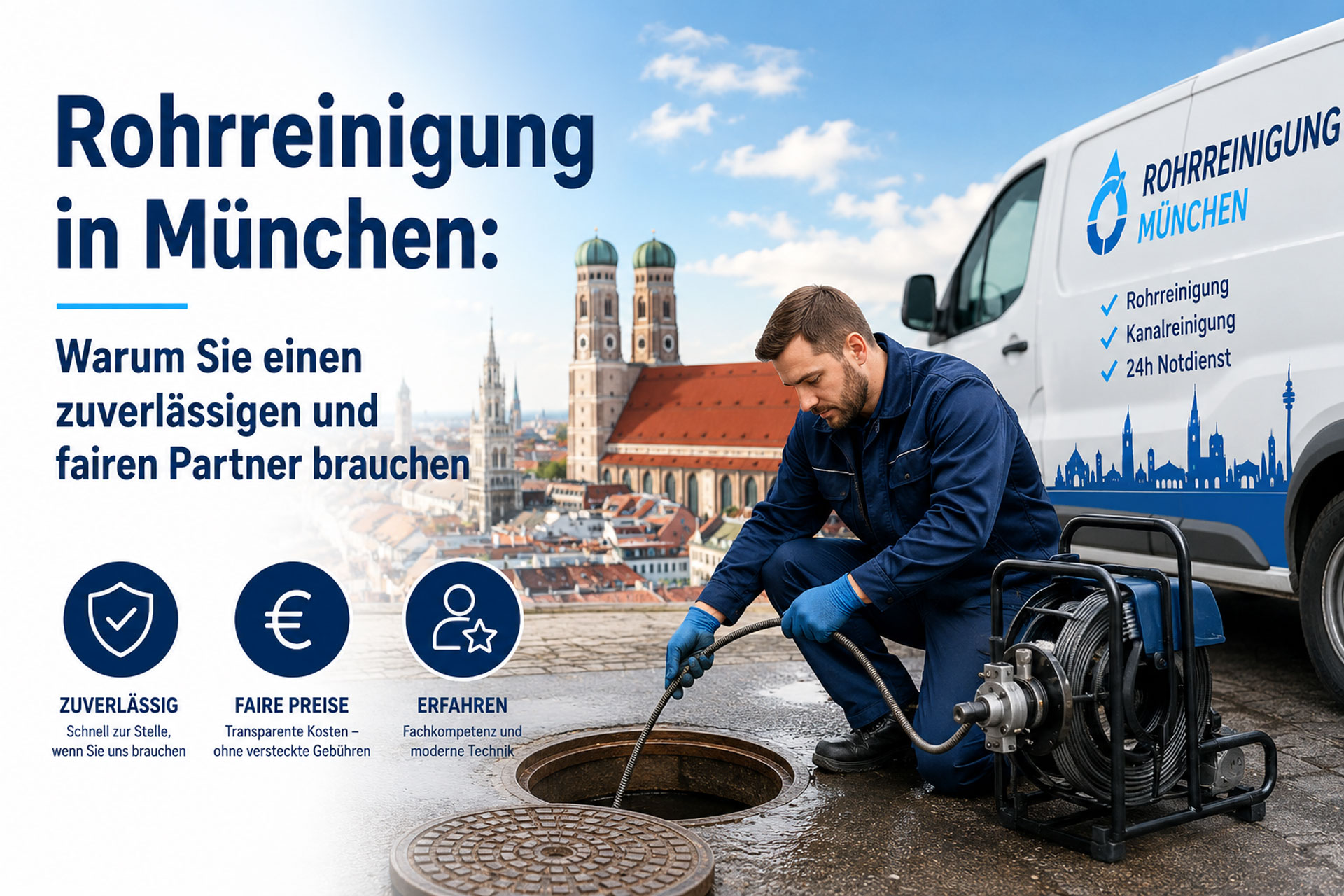 Professioneller Rohrreiniger bei der Arbeit
