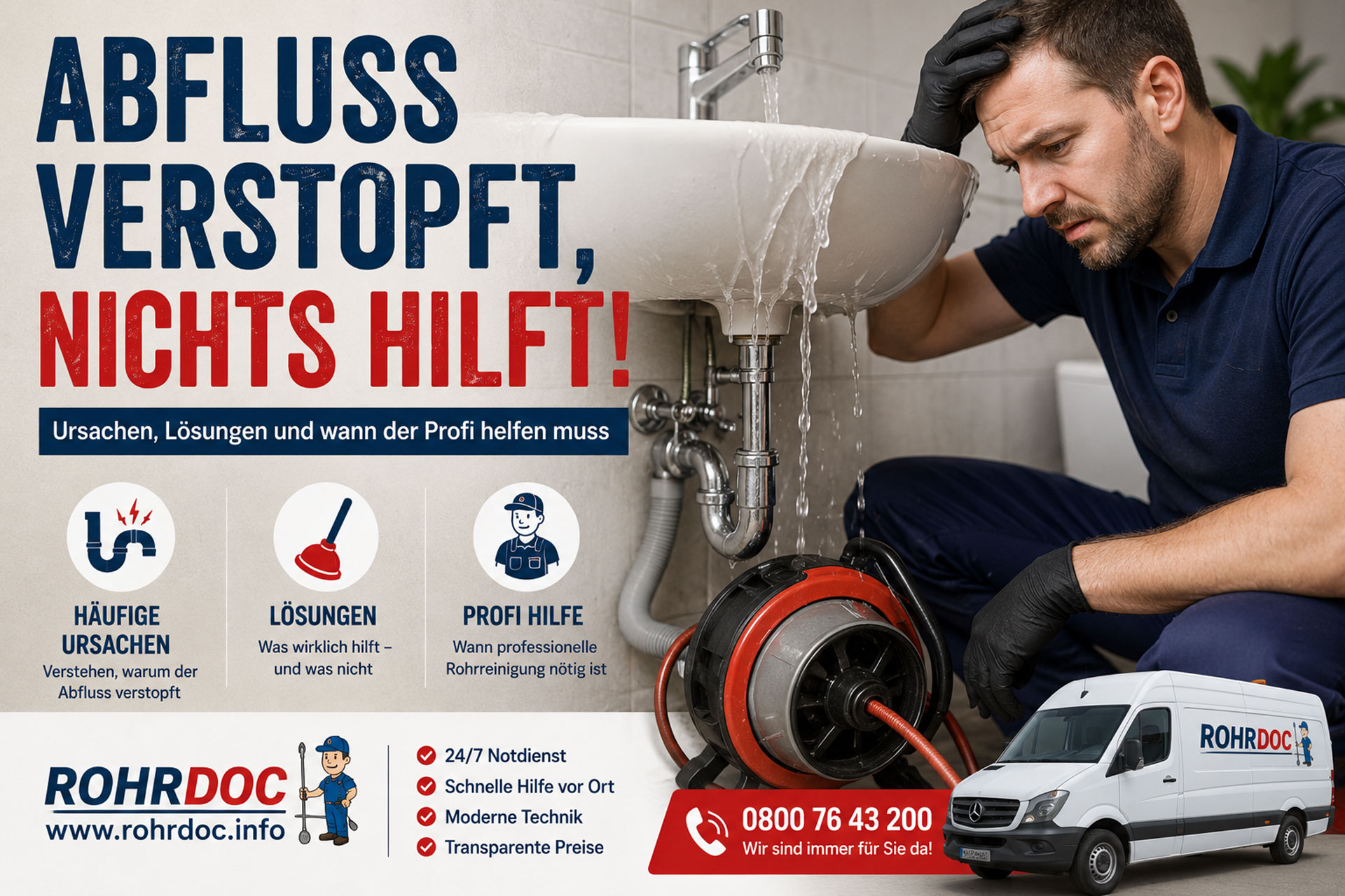 Professionelle Hilfe bei einem verstopften Abfluss